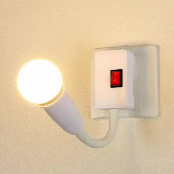 E27 Bulb Socket Lamp Base Holder Led Light Flexible Bend Adjustable Rotating Lamp Holder Light Bulb Adapter Plug Switch 1Pcs